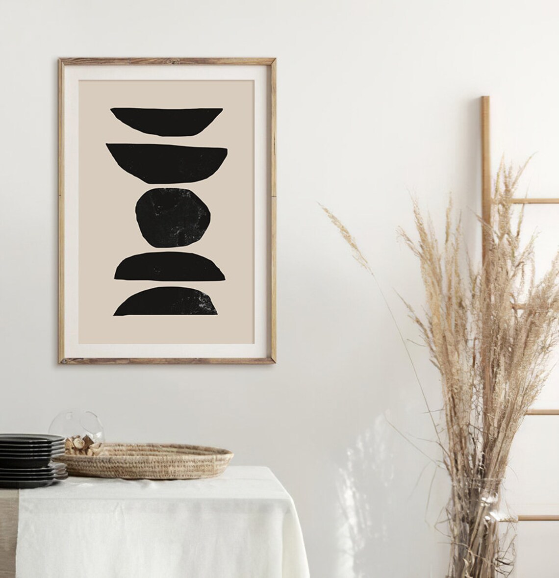 Semi Circle Black Geometric Minimalist Art Print - Image 2