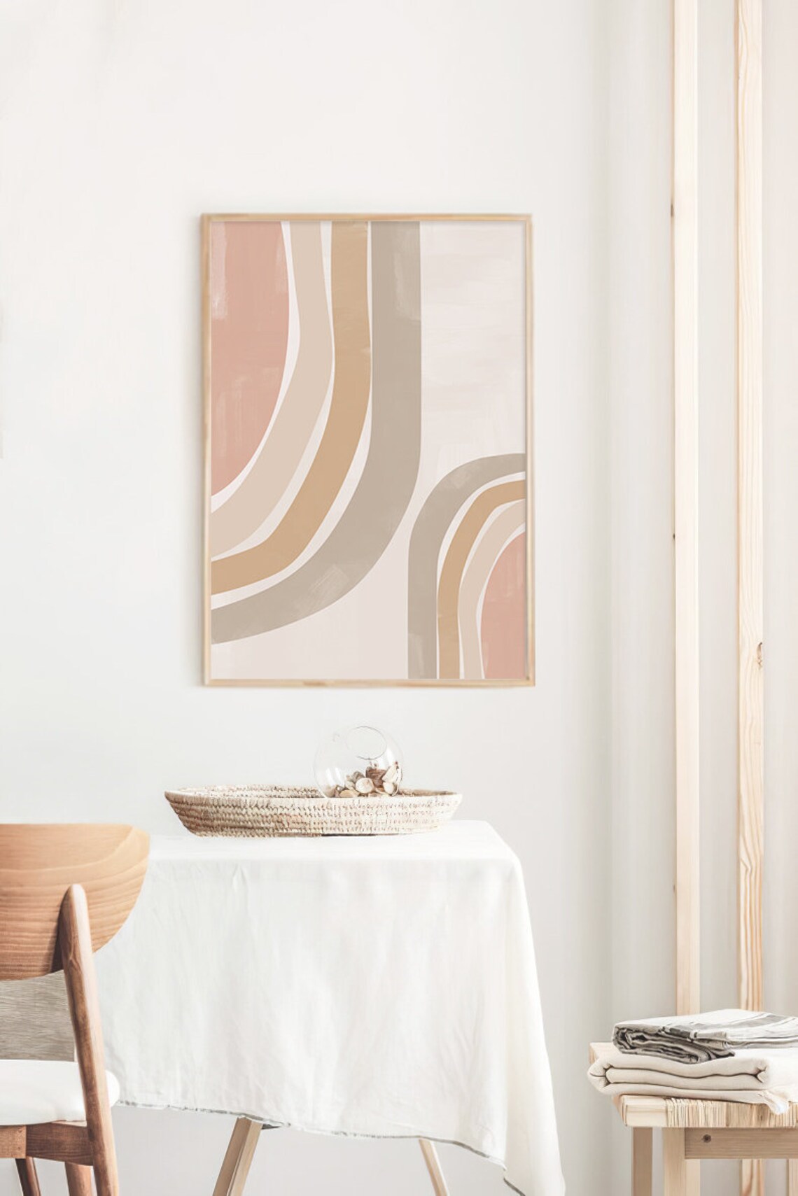 Abstract Rainbow Wall Art Print, Neutral Boho Decor - Image 2