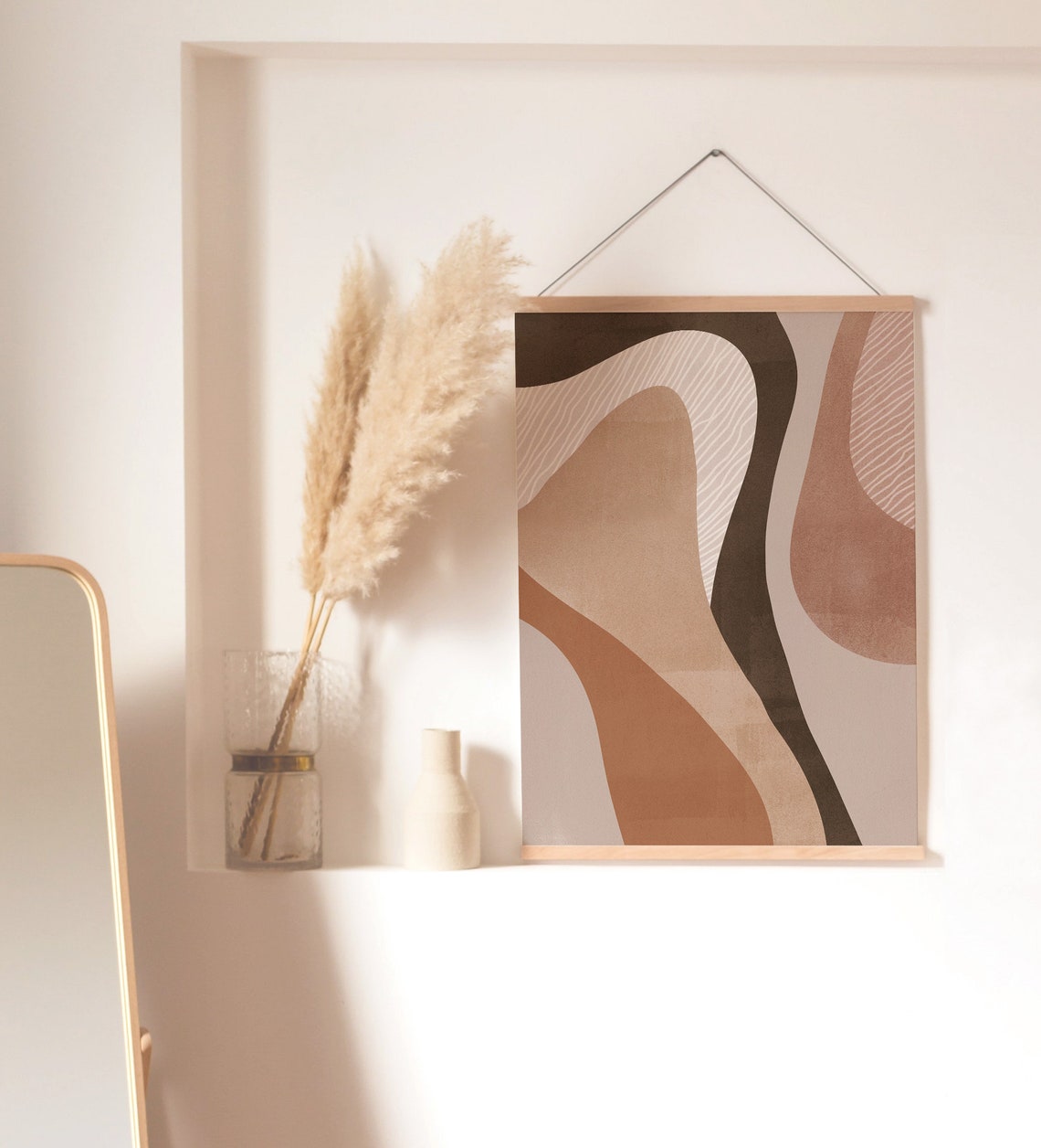 Brown Beige Abstract Wavy Terracotta Organic Modern Painting Poster - Image 2