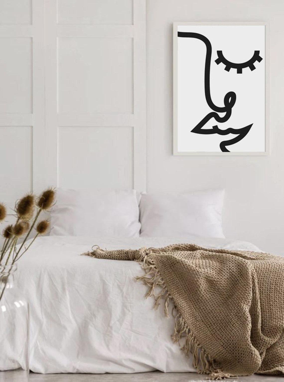 Minimalist Face Line Art Sketch Black Abstract Portrait Wall Poster - Image 2