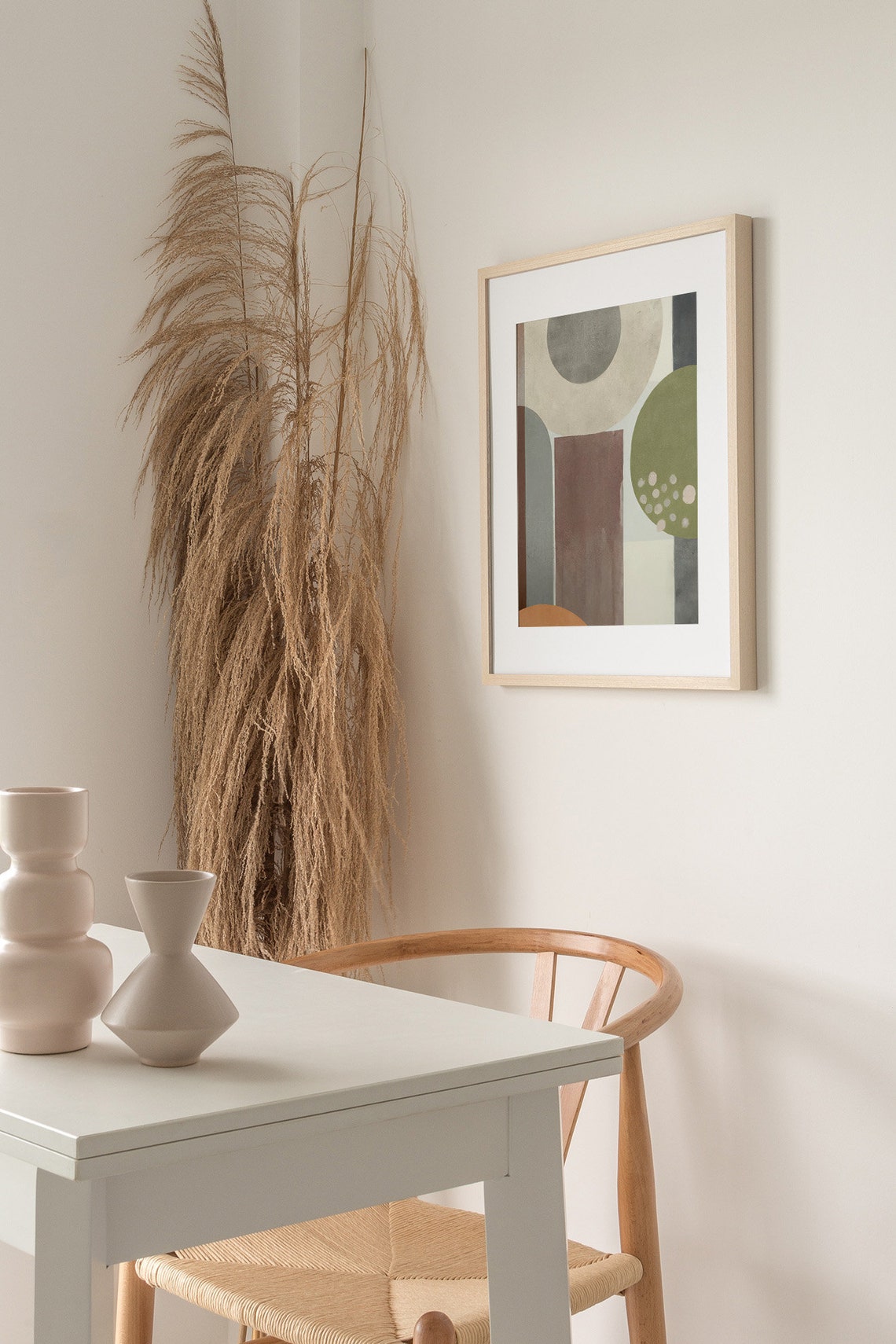 Earth Tone Mid Century Geometric Circles Textured Abstract Art Poster - Image 3