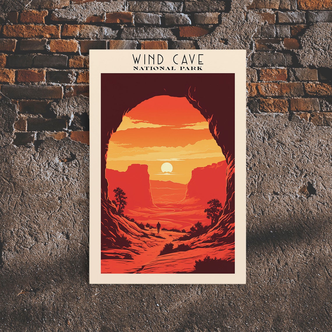 Wind Cave National Park Cave Arch Desert Sunset Scene Travel Poster - Image 2