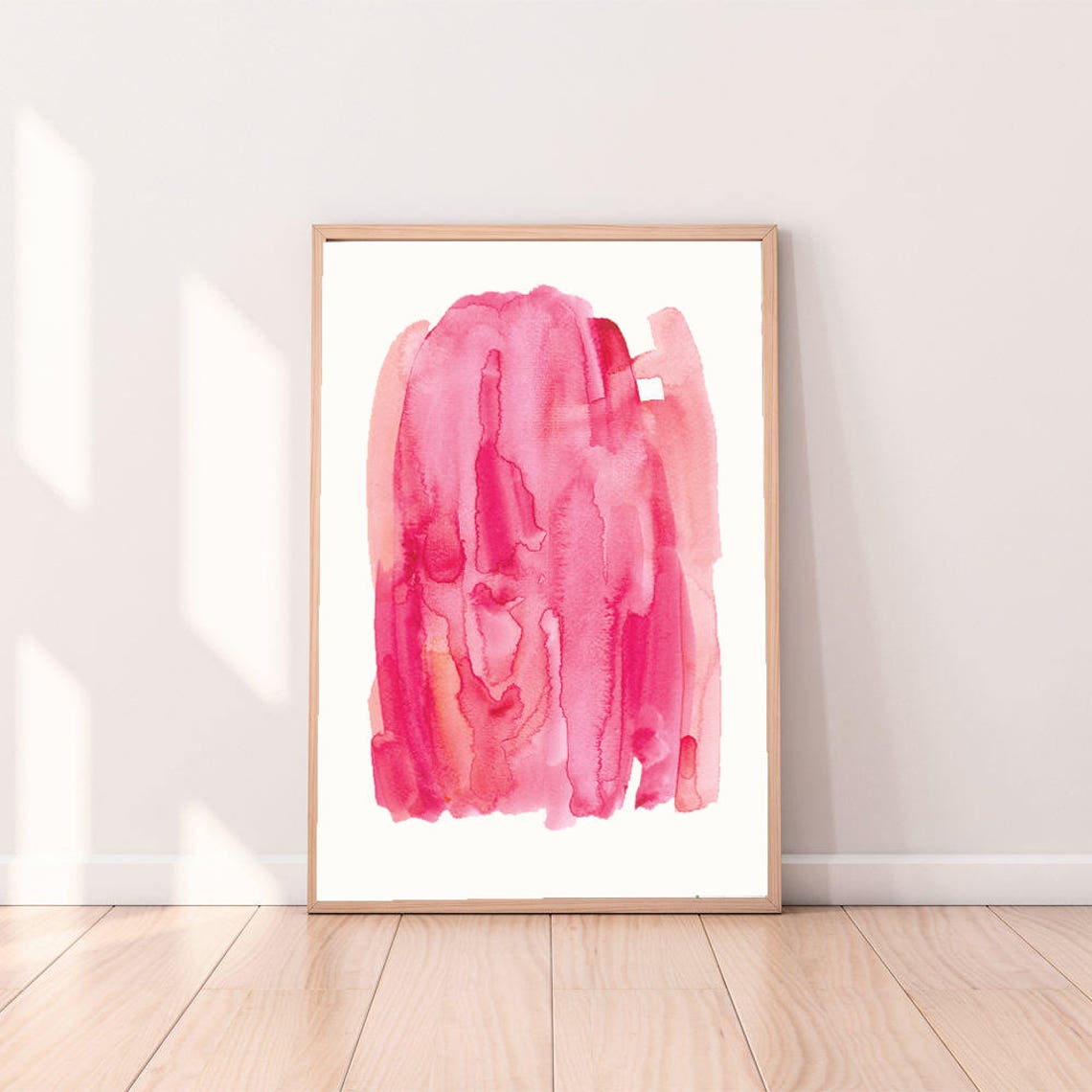 Pink Abstract Watercolor Brush Strokes Minimalist Art Poster