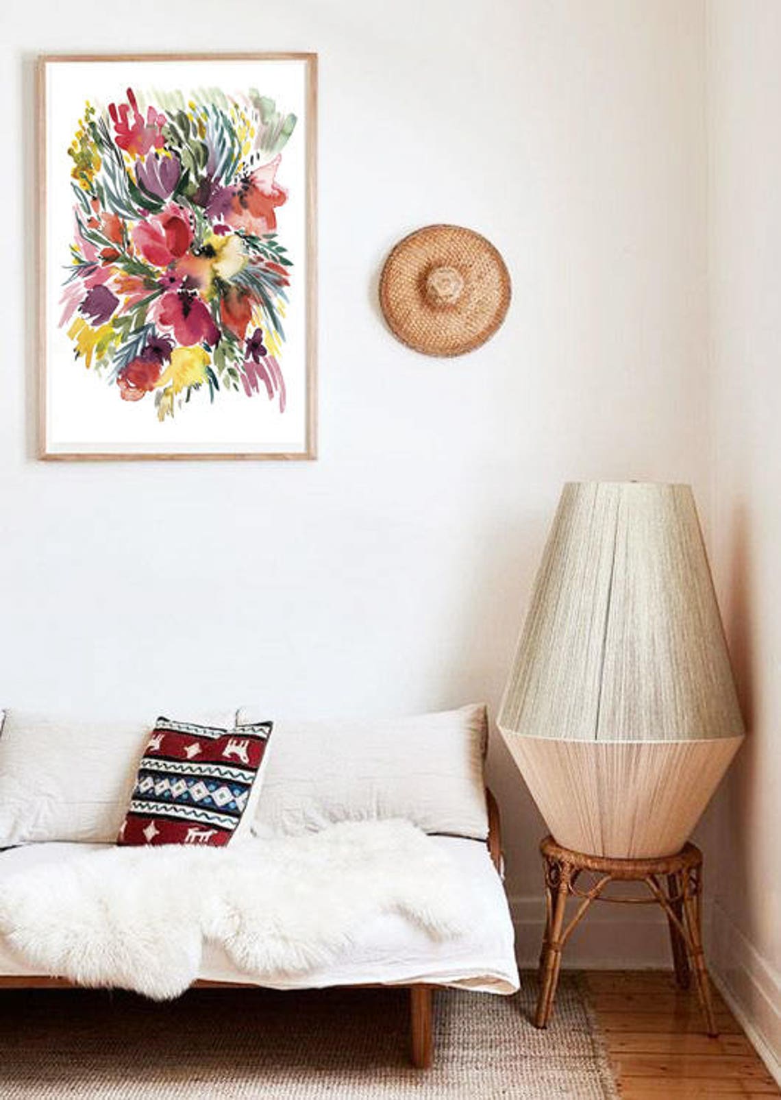 Colorful Watercolor Wildflower Bouquet Bright Floral Art Poster - Image 3