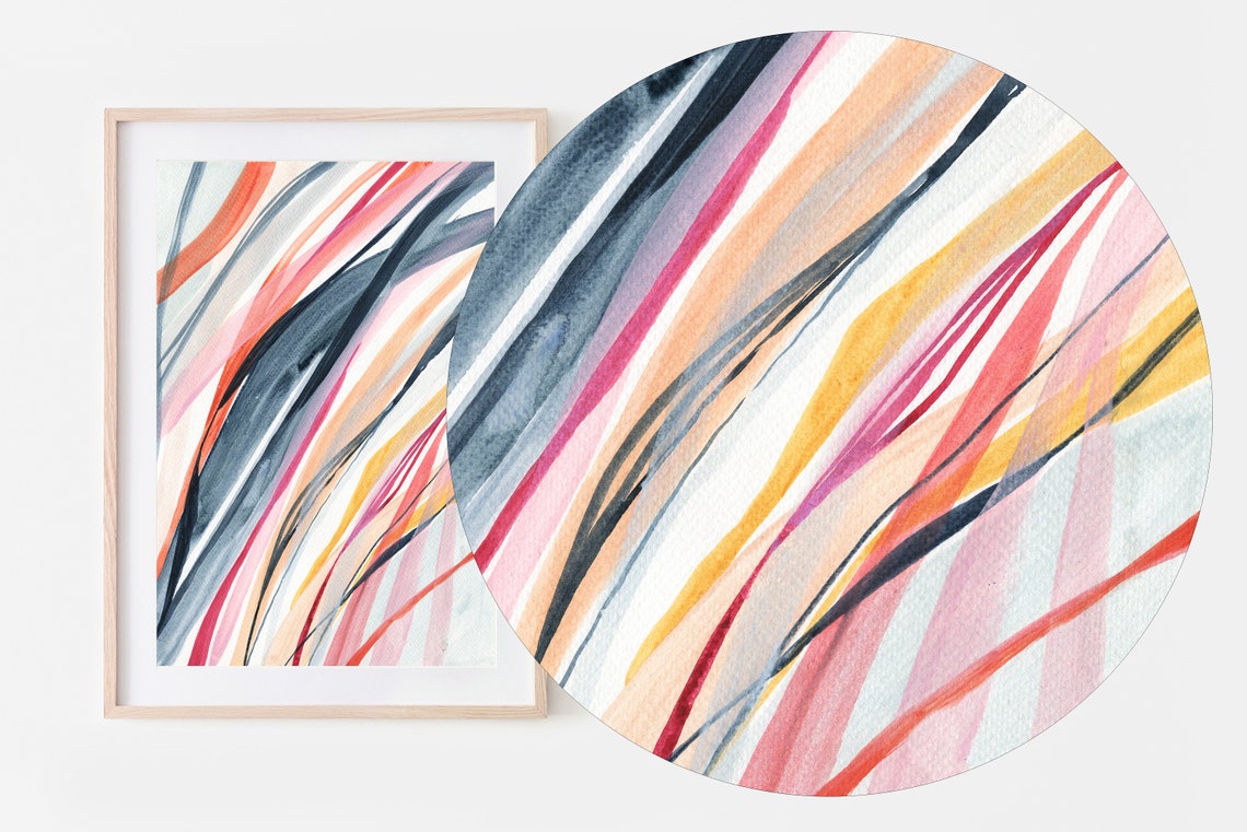 Abstract Colorful Diagonal Brush Strokes Vibrant Sweep Print - Image 2