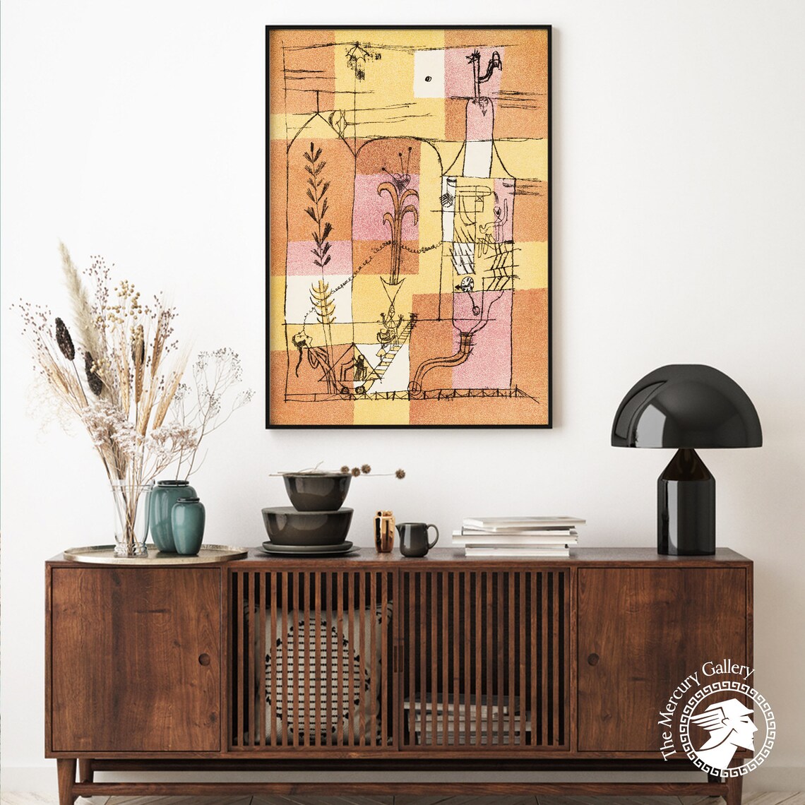 Paul Klee Spirit Of Hoffmann 1921 Warm Grid Whimsical Line Art Print - Image 2