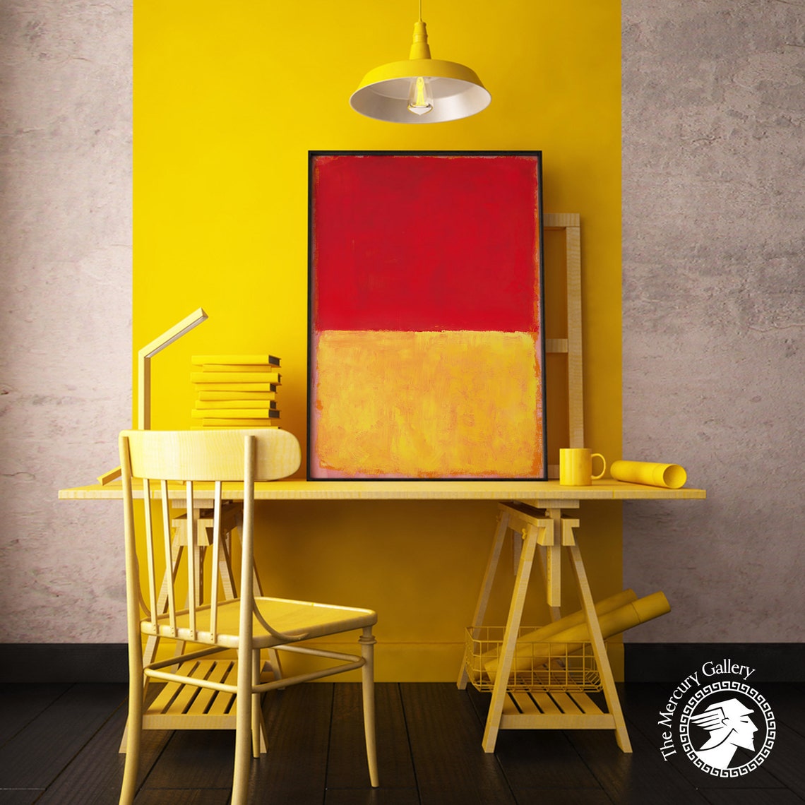 Mark Rothko Bold Red Over Yellow Vibrant Abstract Color Field Poster - Image 2