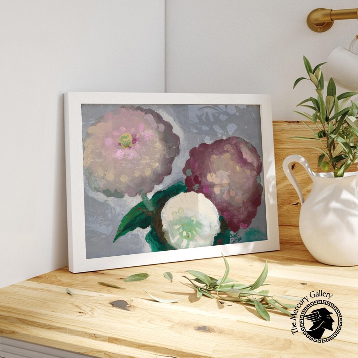 Georgia O'Keeffe 3 Zinnias Pink Floral Close Up Botanical Art Print - Image 6