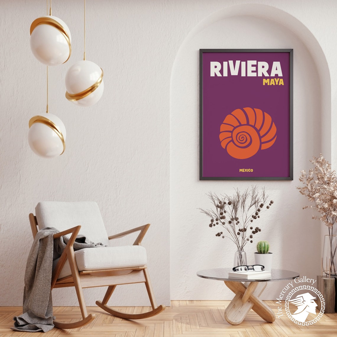 Riviera Maya Mexico Orange Nautilus Shell Purple Modern Travel Poster - Image 4