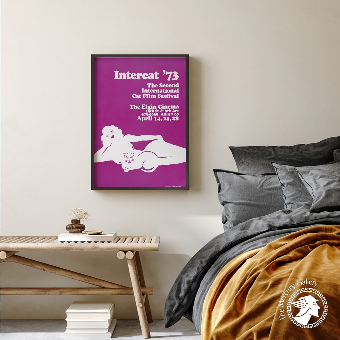 Intercat International Cat Film Festival Poster Prints Purple Poster Vintage Nude Poster Nyc Retro Advertising Wall Art - Image 2