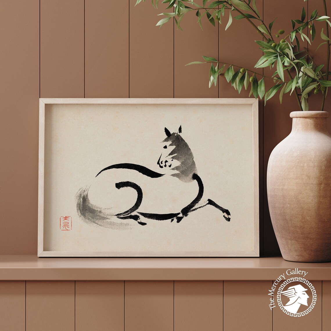 Japanese Brush Horse Vintage Animal Art Print