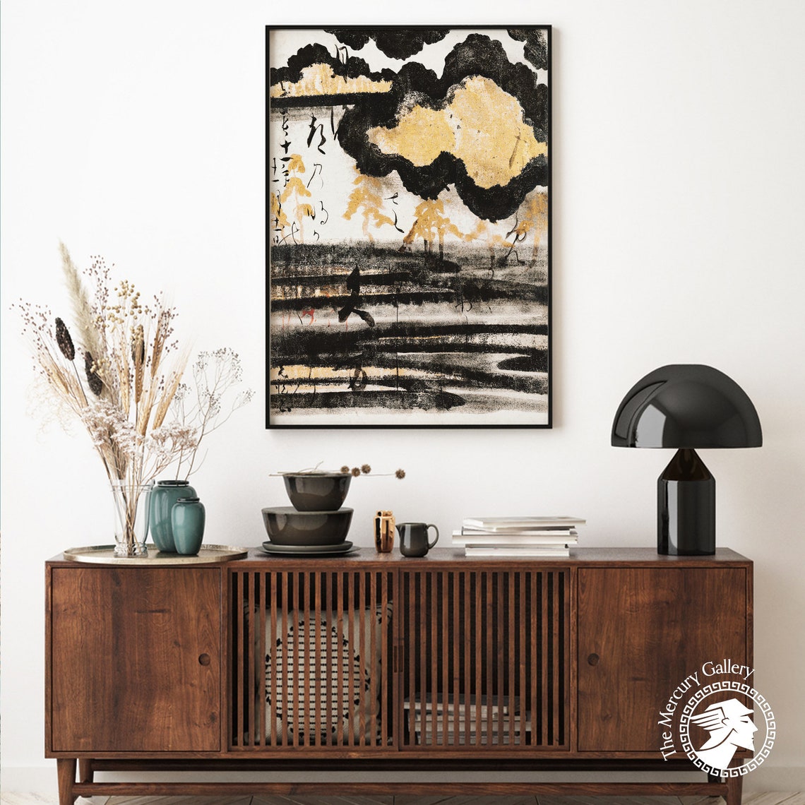 Vintage Japanese Poem Card Calligraphy Ink Painting Wall Art Poster - Image 6