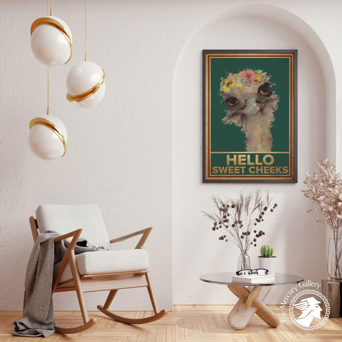 Ostrich Hello Sweet Cheeks Comedy Animal Art Print - Image 4