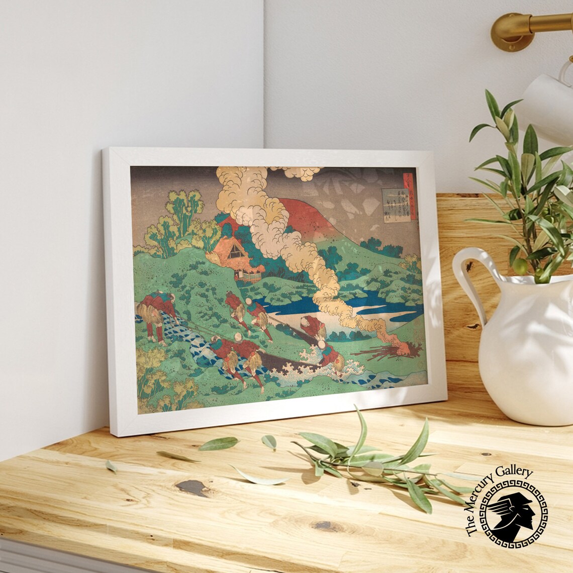 Hokusai Green Hillside Timber Haulers Village Japanese Woodblock Poster - Image 6