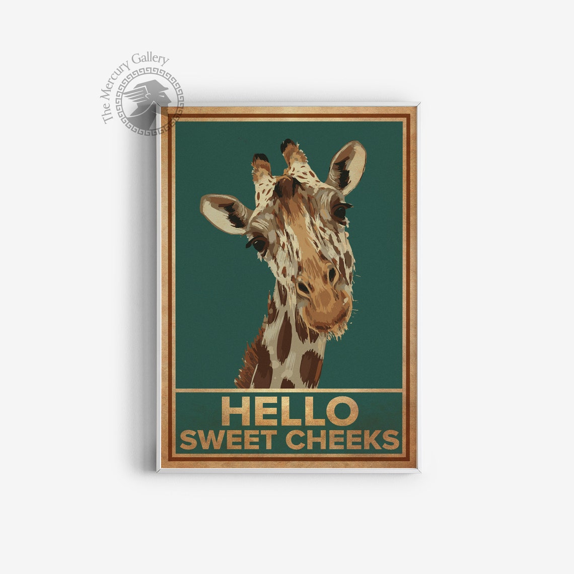 Giraffe Hello Sweet Cheeks Funny Vintage Retro Bathroom Wall Poster - Image 6