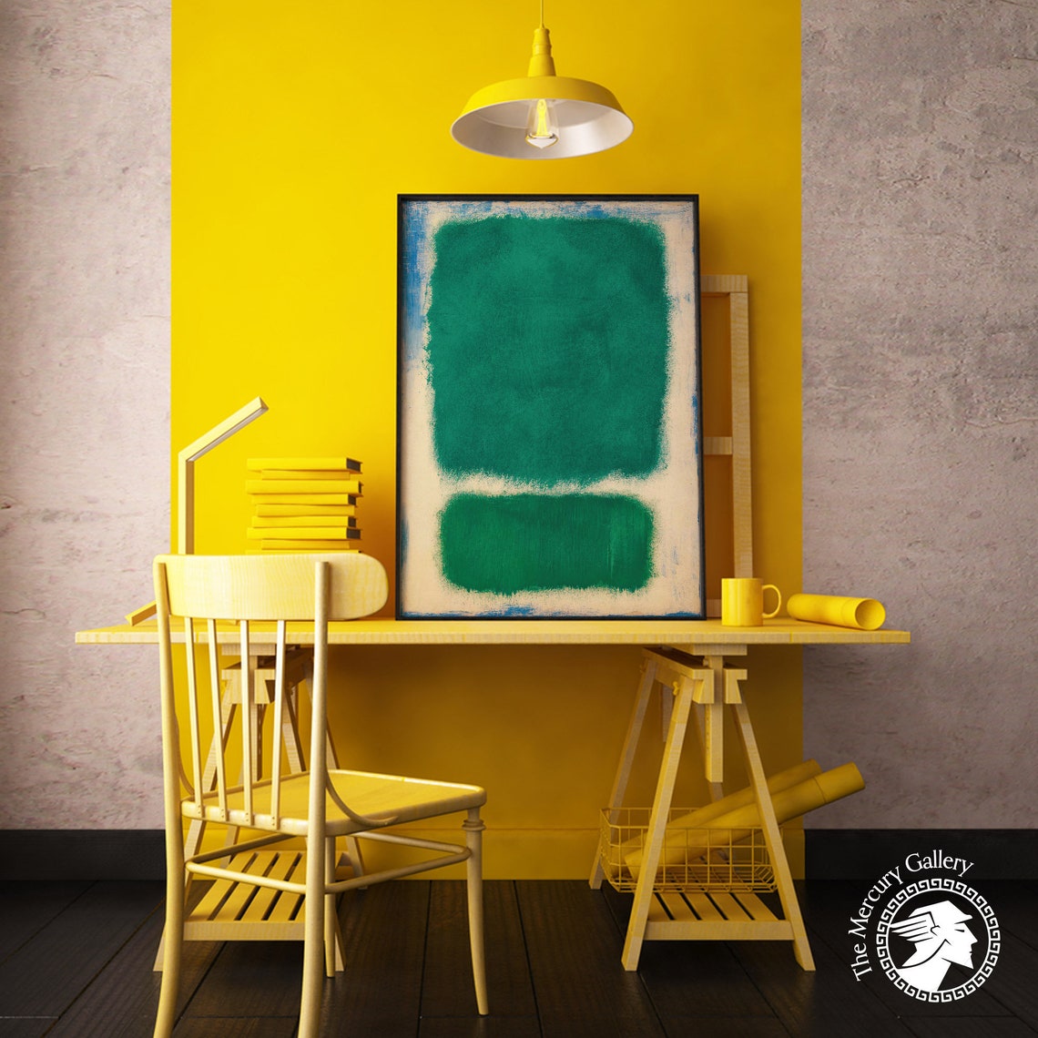 Mark Rothko Emerald Green Blocks On Cream Abstract Color Field Poster - Image 4