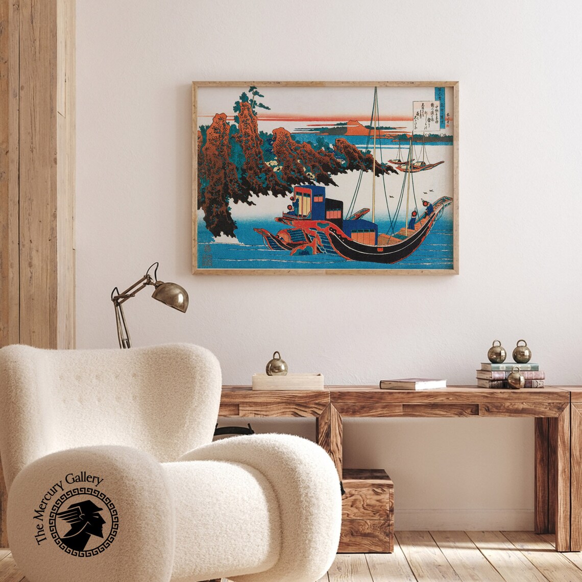 Hokusai Sunset Boats Rocky Coast Woodblock Japanese Seascape Poster - Image 2