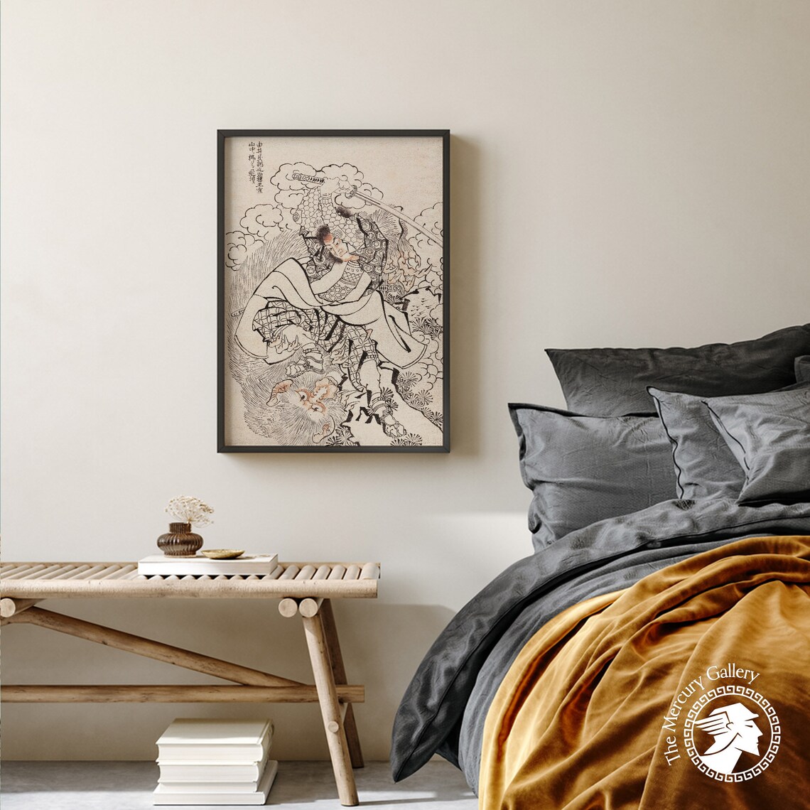 Samurai Leaping With Sword Manga Ink Sketch Vintage Japanese Art Poster - Image 6