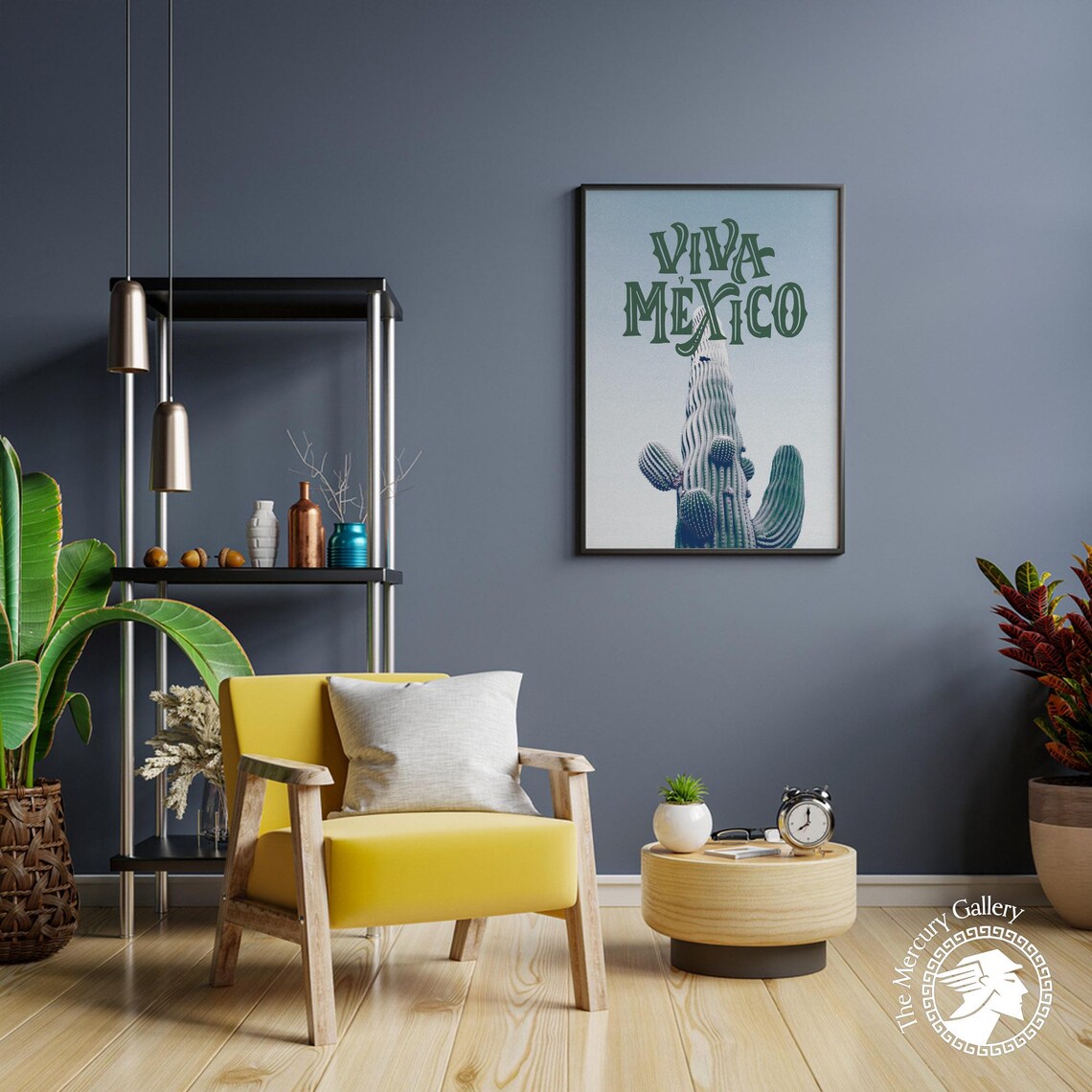 Viva Mexico Saguaro Cactus Photo Poster Green Typography Wall Print - Image 6