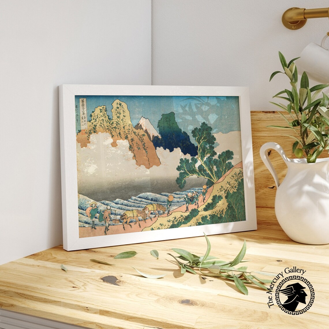 Hokusai Fuji From Other Side of Minobu River Travelers Ukiyo E Art Poster - Image 2