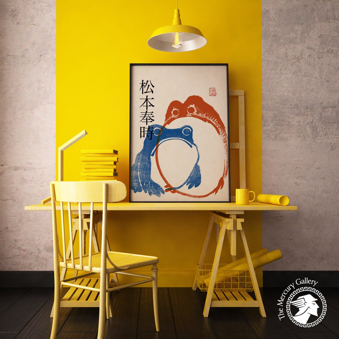 Matsumoto Hoji Art Print Japanese Frog Poster Blue Orange Matsumoto Hoji Animal Art Print Frog Poster Funny Animal Print Animal Gift - Image 5