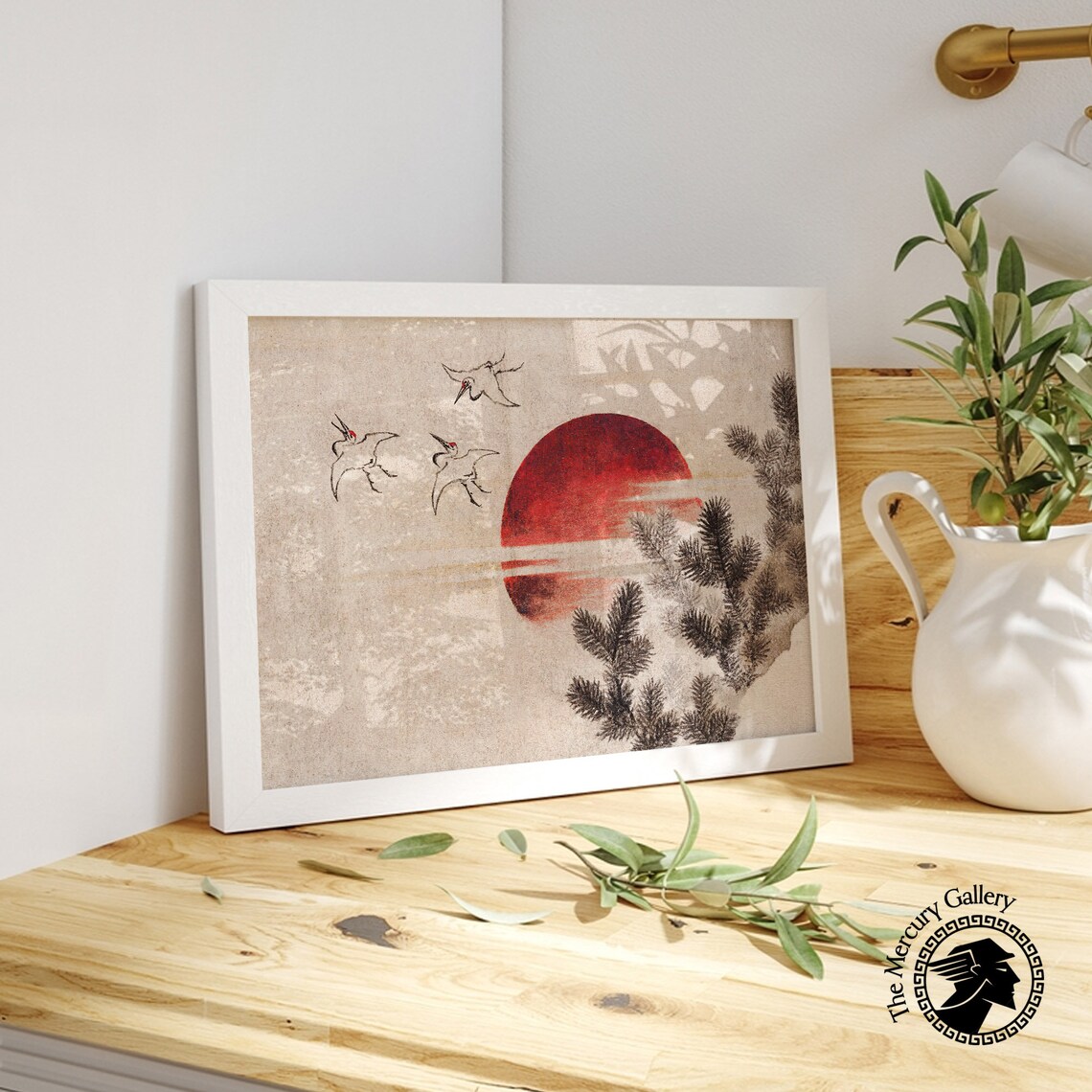 Katsushika Hokusai Birds and Sunset Ukiyo-E Art Print - Image 5