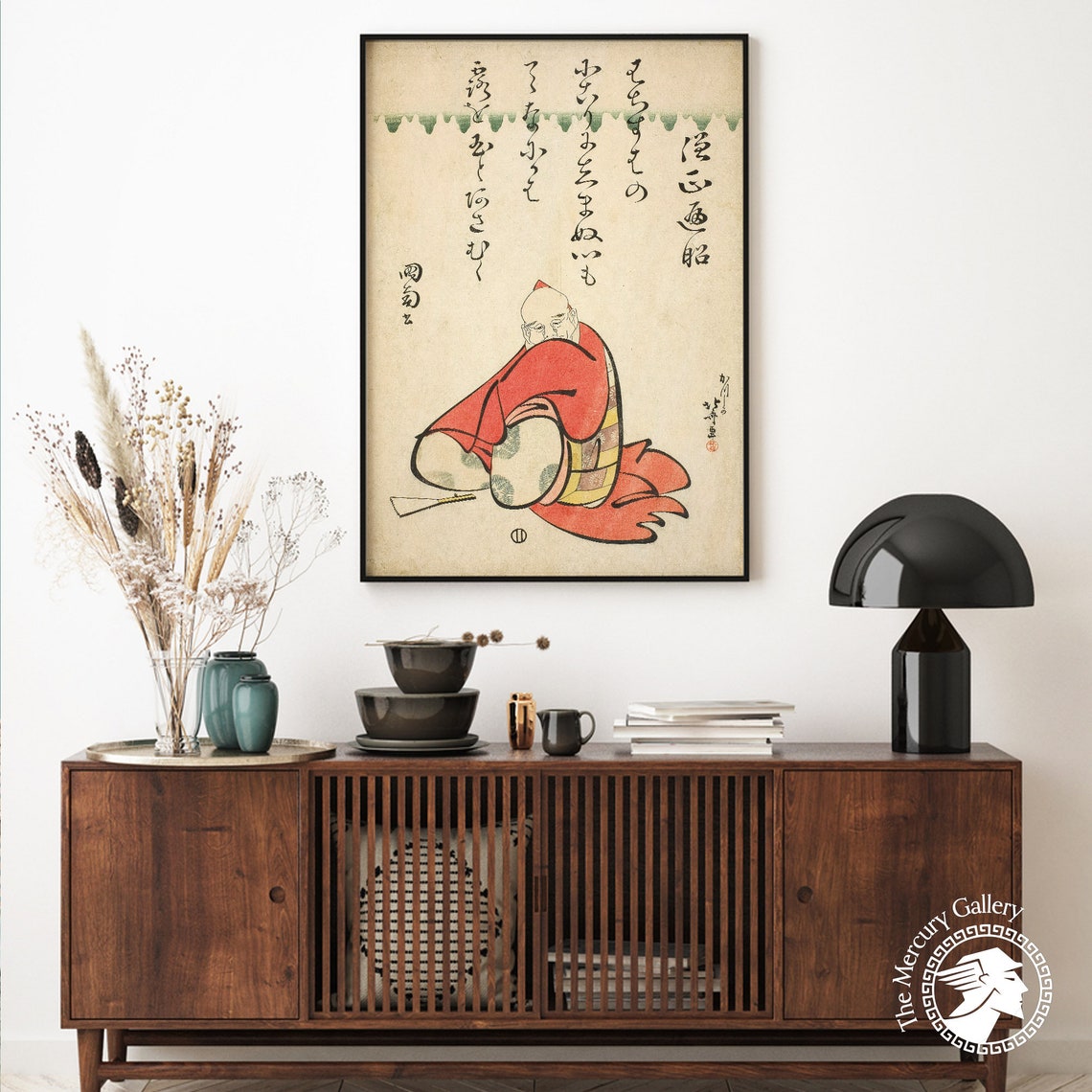 Hokusai Poet Sojo Henjo Seated Monk Japanese Calligraphy Art Poster - Image 2