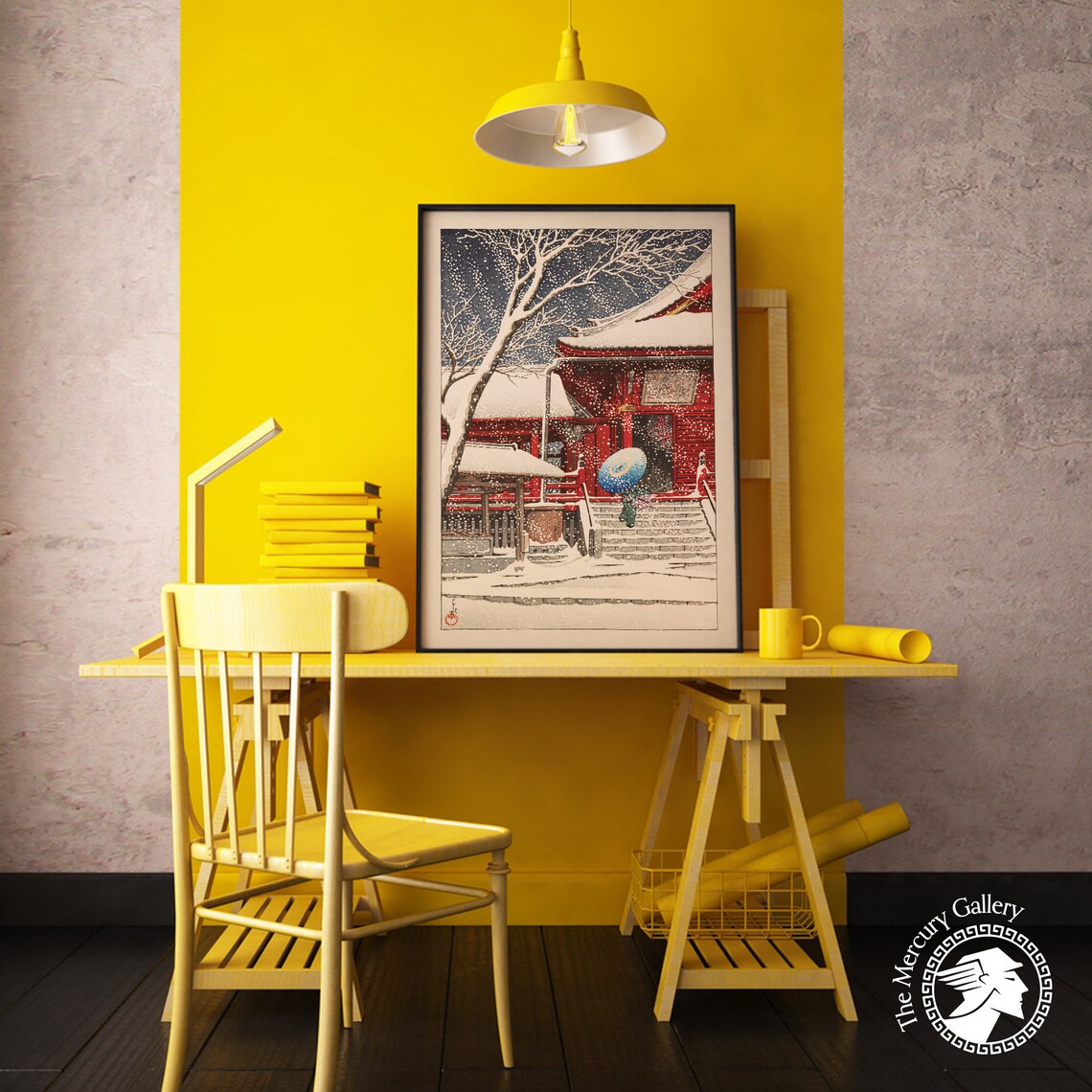 Kawase Hasui Snow at Kiyomizu Hall Red Temple Umbrella Japan Winter Poster - Image 4