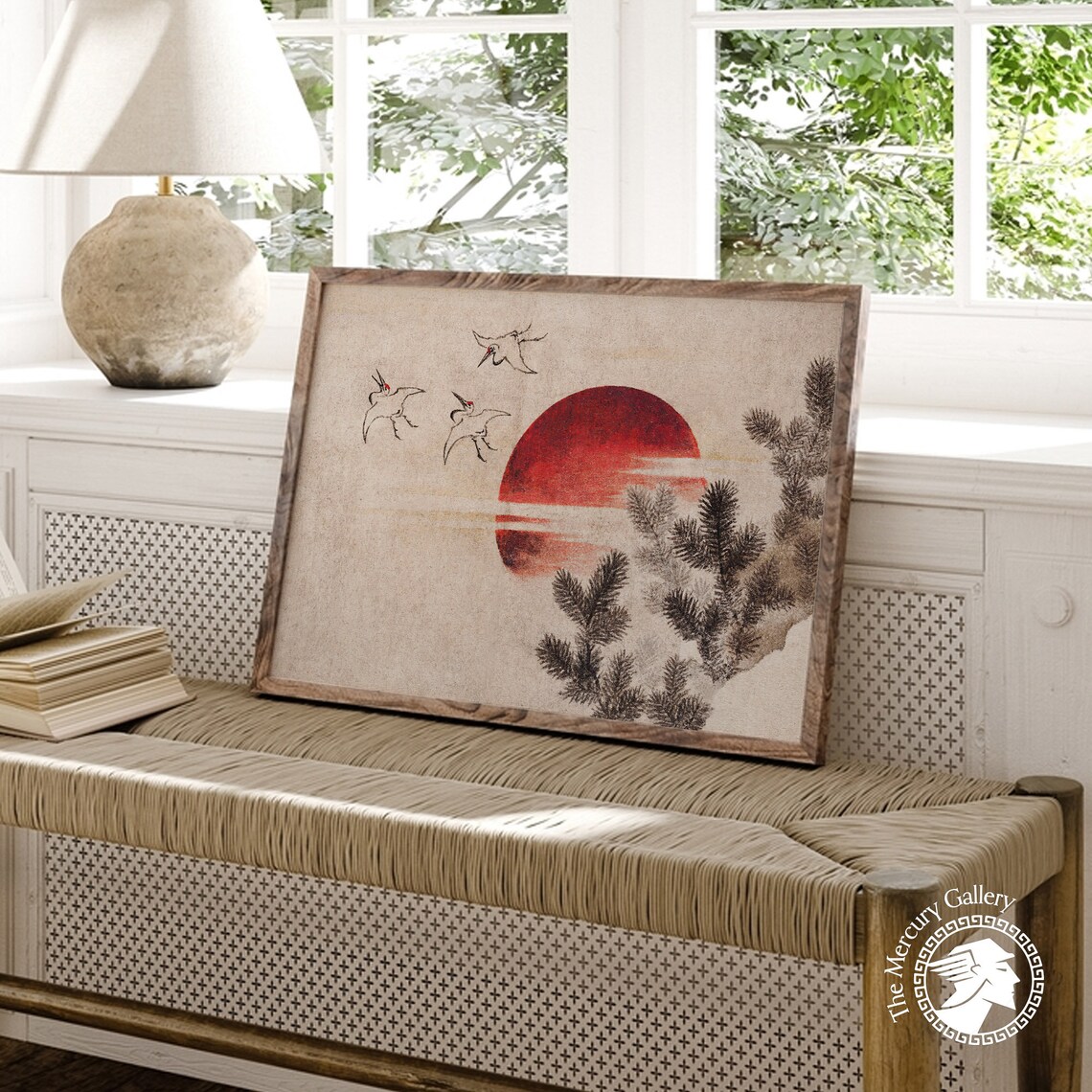 Katsushika Hokusai Birds and Sunset Ukiyo-E Art Print - Image 4