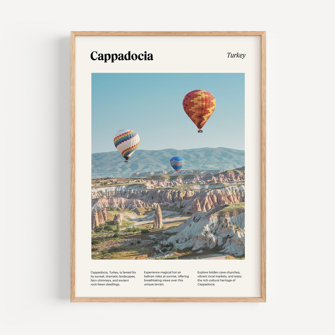 Cappadocia Turkey Hot Air Balloons Over Fairy Chimneys Poster