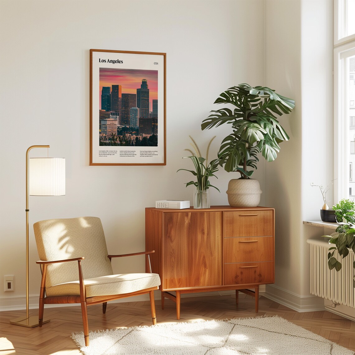 Los Angeles Vivid Downtown Sunset Skyline Cityscape Travel Poster - Image 2