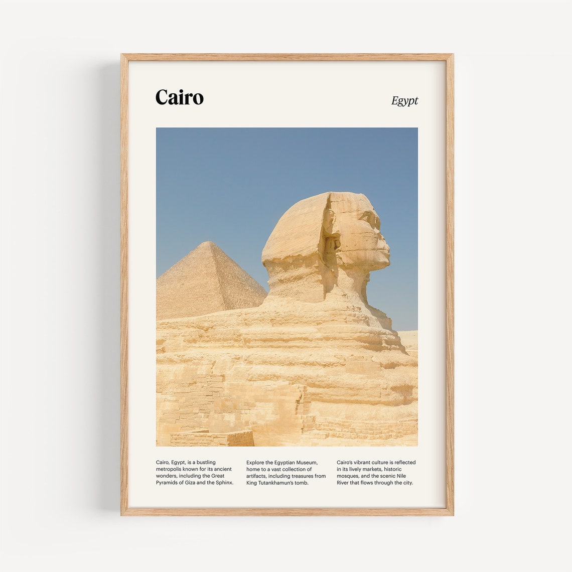 Cairo Egypt Great Sphinx Giza Pyramid Desert Wonders View Poster