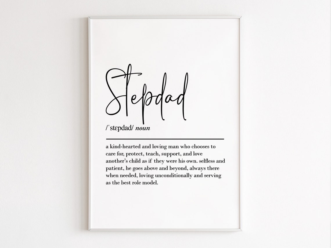 Stepdad Definition Dictionary Style Minimalist Gift Typography Poster