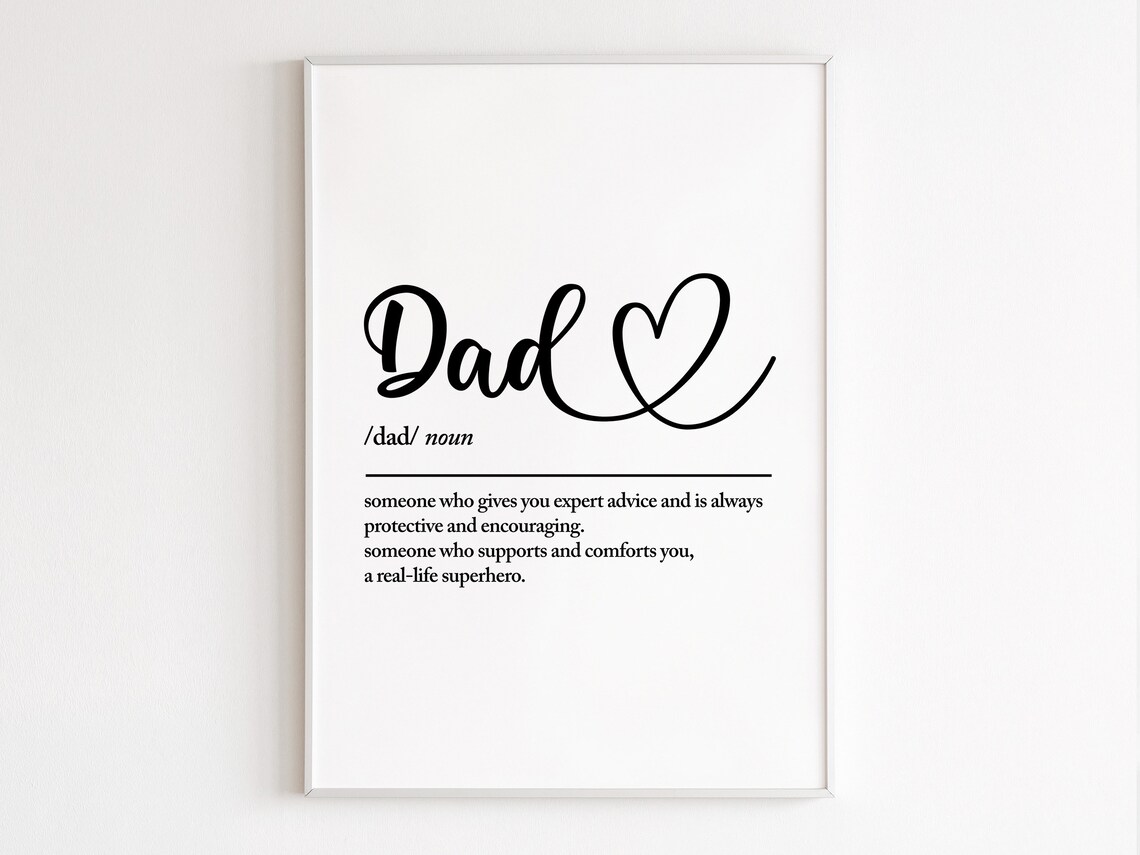 Dad Definition Wall Art, Birthday Gift From Kids