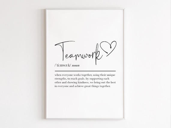 Teamwork Definition Script Heart Motivational Office Wall Decor Poster