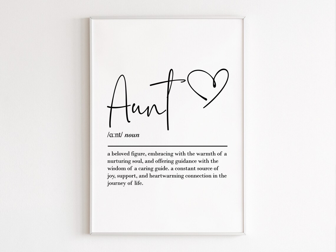 Aunt Definition Wall Art, Birthday Gift For Her