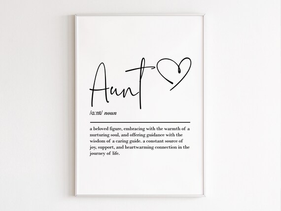 Aunt Definition Wall Art, Birthday Gift For Her