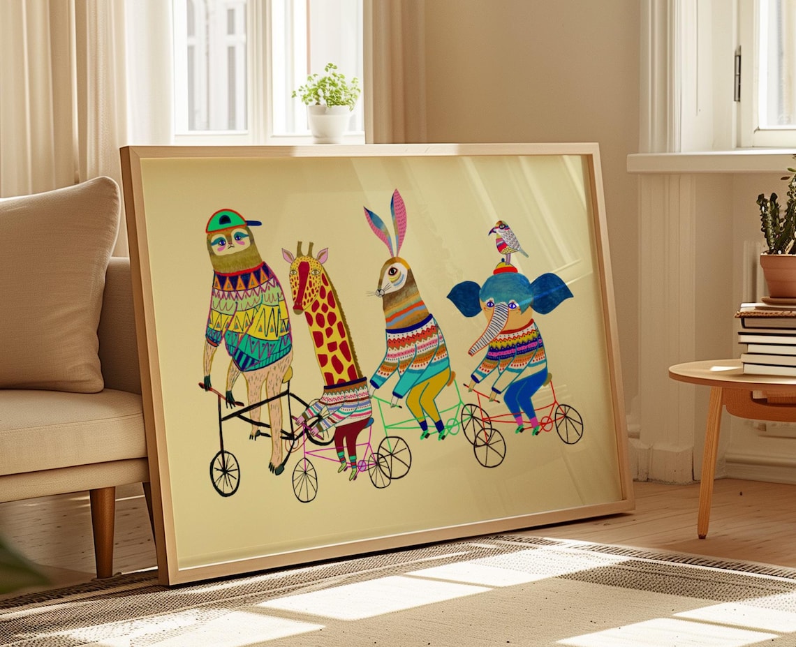 Bike Tour Kids Nursery Decor Art Print