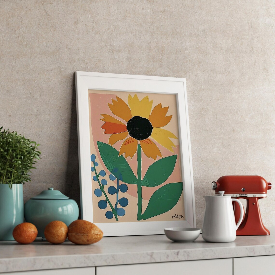 Himawari Sunflower Art Print, Botanical Poster - Image 3