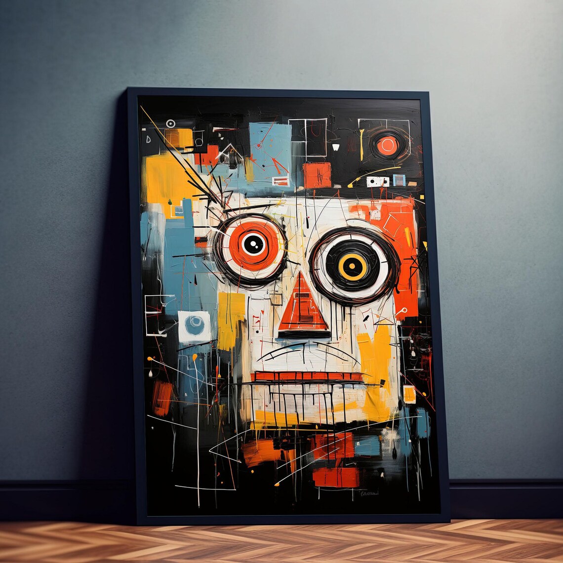 Bold Abstract Face Neo Expressionist Color Chaos Portrait Poster - Image 3