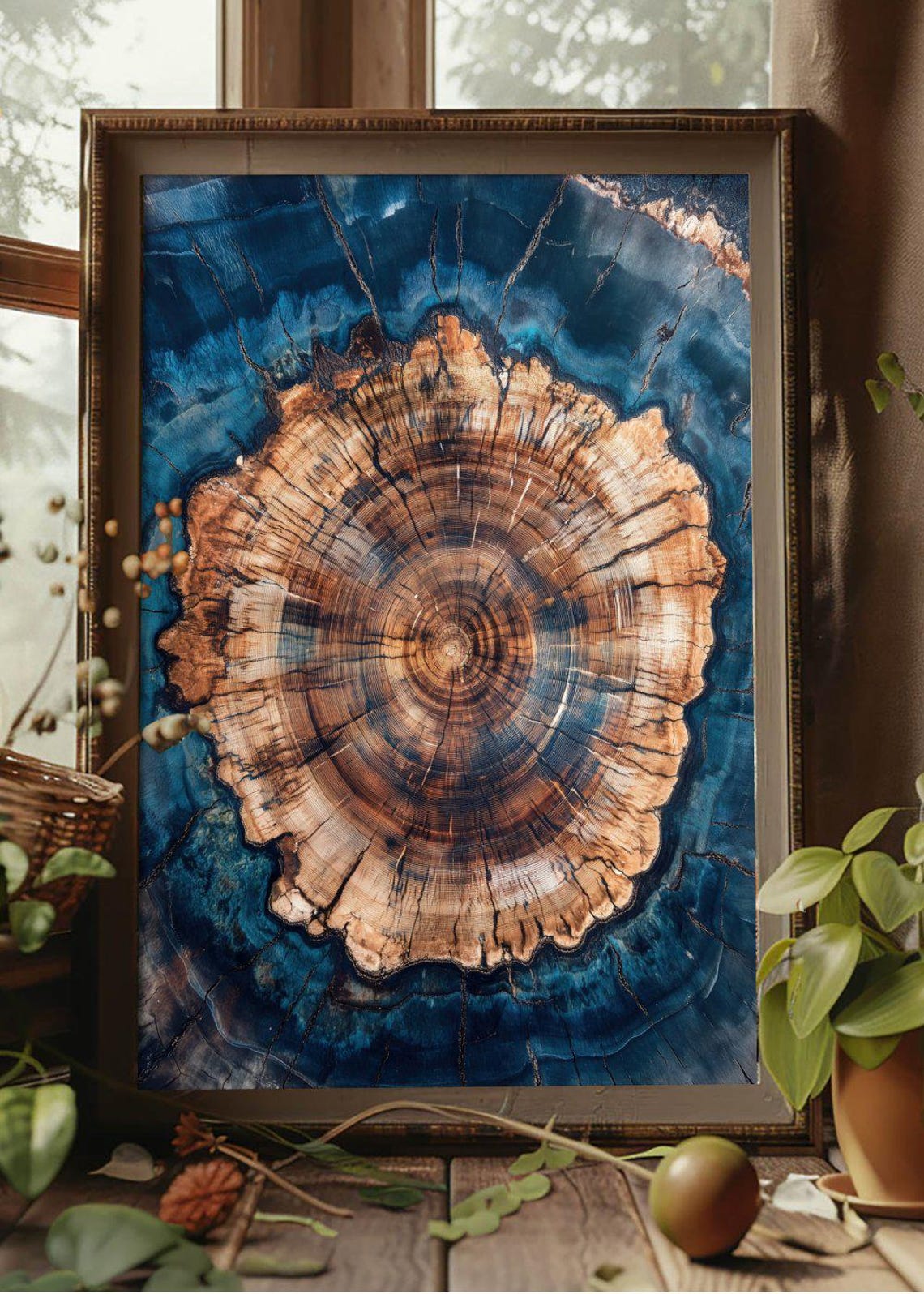 Tree Ring Abstract Art Print Wood Grain Wall Art Tree Slice Nature Decor High Resolution Tree Rings Poster - Image 2