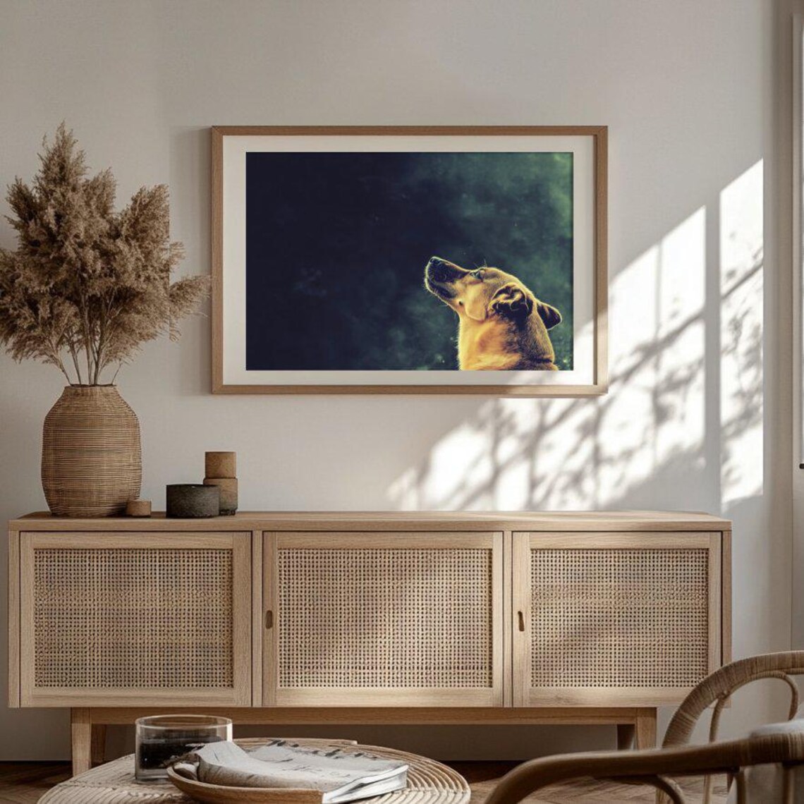 Golden Dog Gazing Up Moody Fine Art Photography Style Poster - Image 3