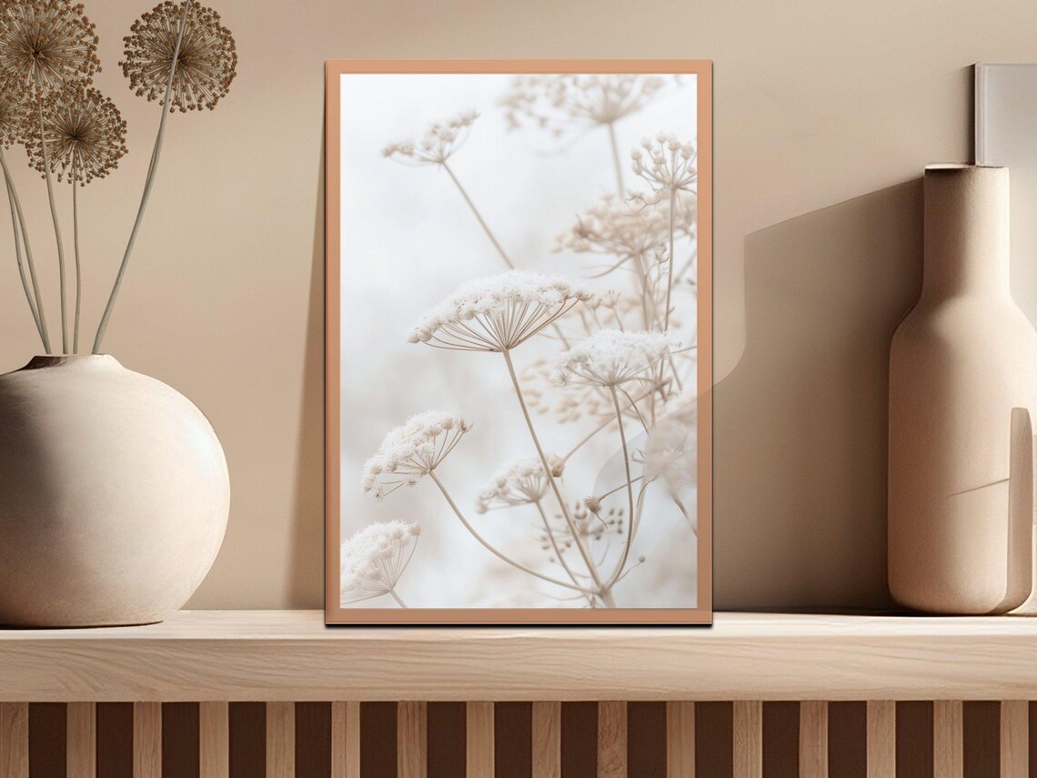 Elegant White Wildflower Minimalist Botanical Photography Art Poster - Image 2