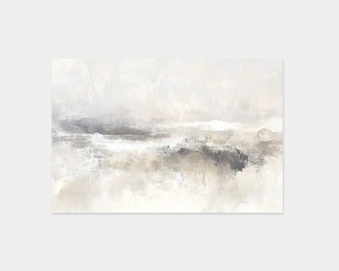 Neutral Abstract Watercolor Horizon Misty Calm Modern Art Poster - Image 2