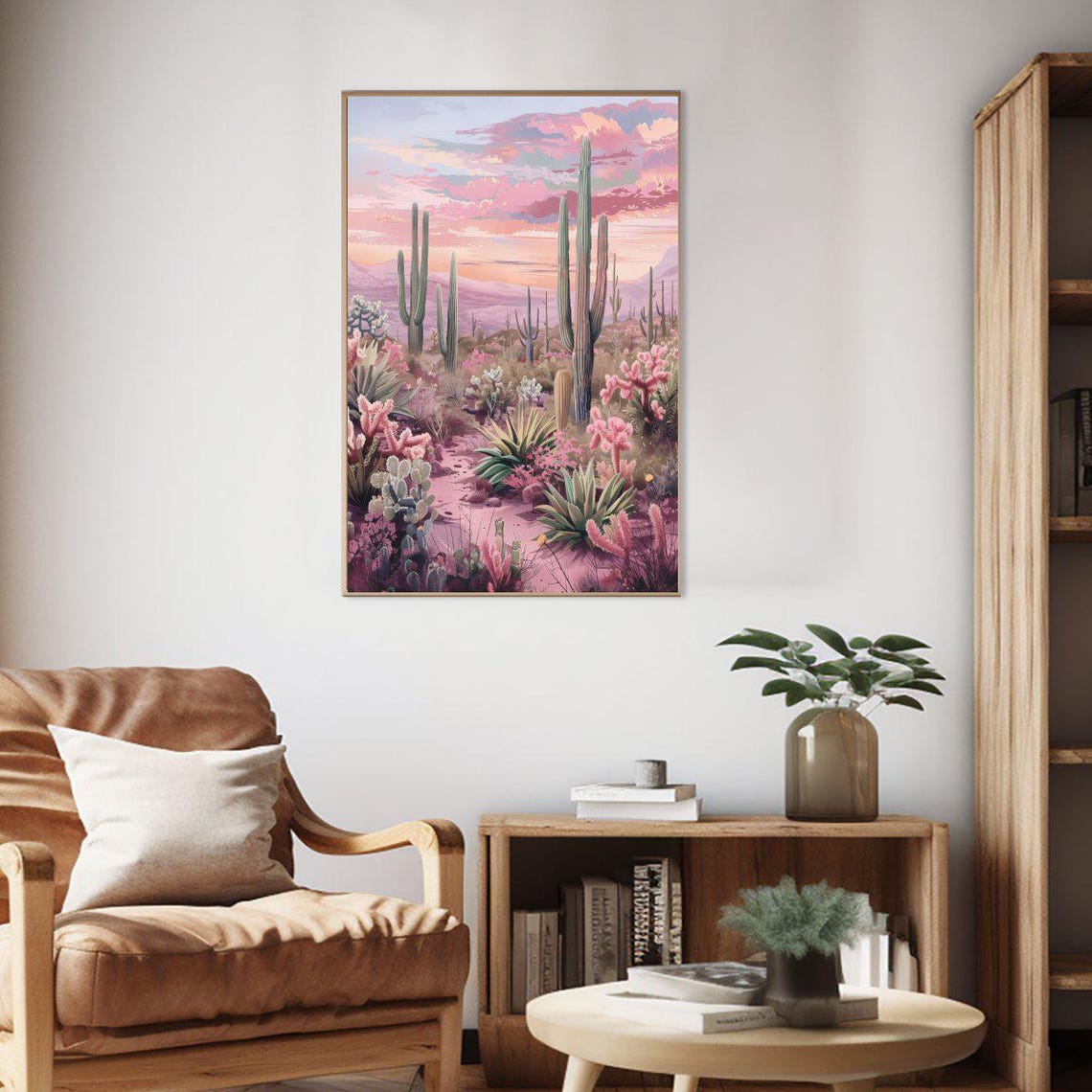 Blush Pink Desert Sunset Saguaro Cactus Soft Southwest Poster - Image 2