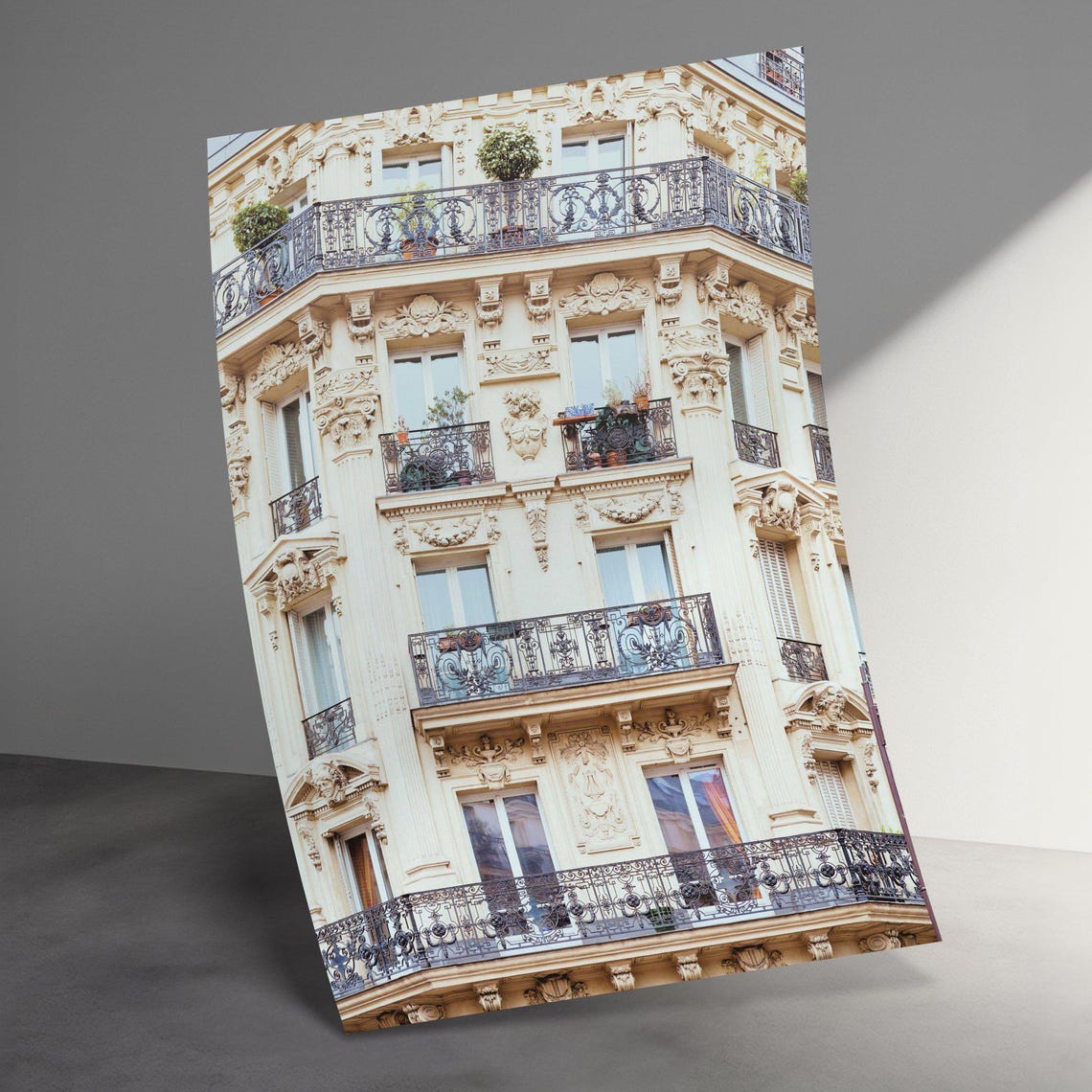 Elegant Parisian Haussmann Building Facade Balcony Architecture Poster - Image 3