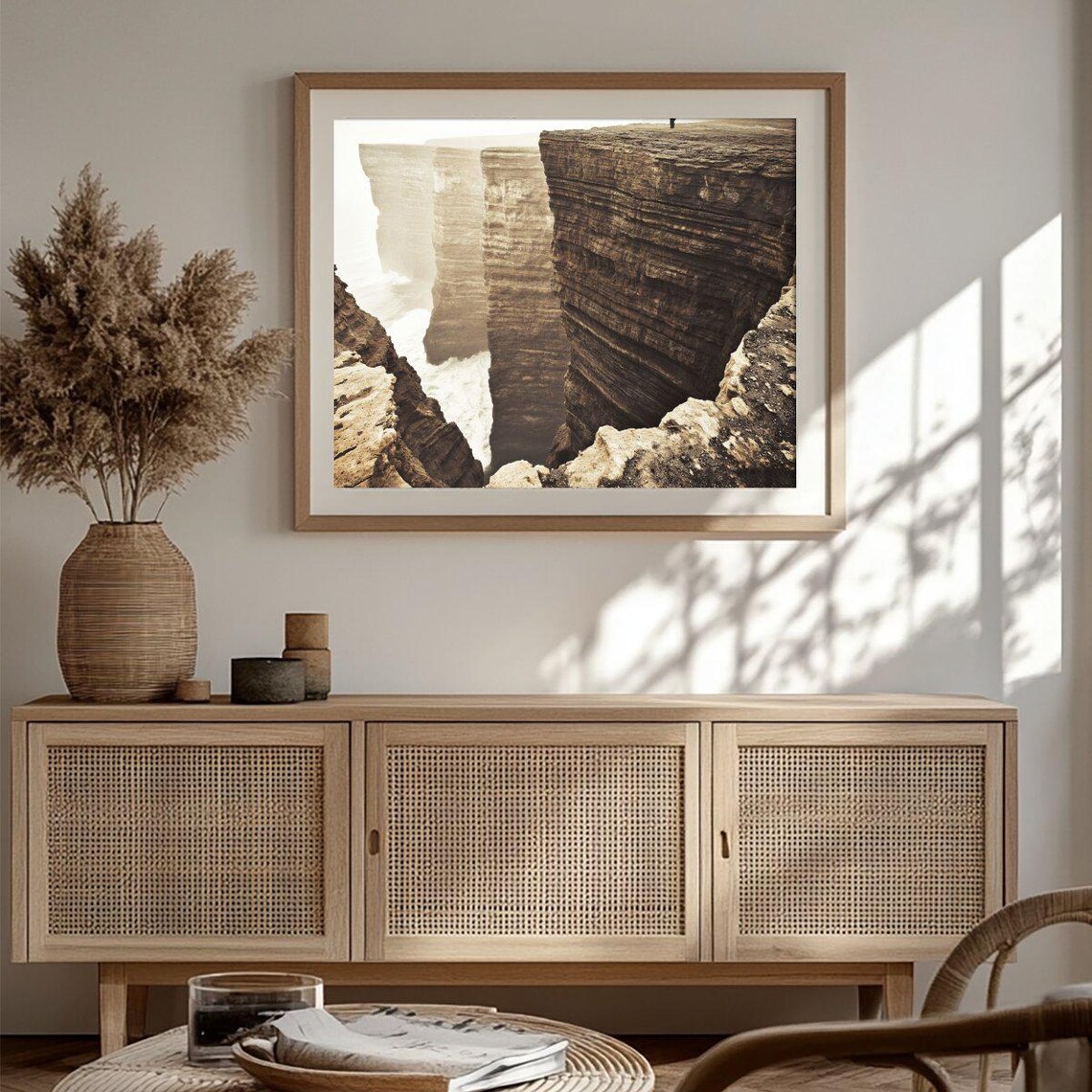 Dramatic Cliffs Print Vintage Sepia Toned Landscape Art Instant Wall Decor Nature Photography High Resolution - Image 3