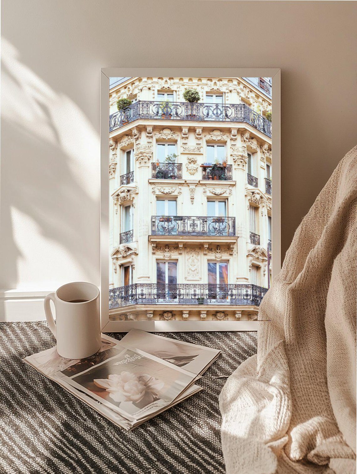 Elegant Parisian Haussmann Building Facade Balcony Architecture Poster - Image 2