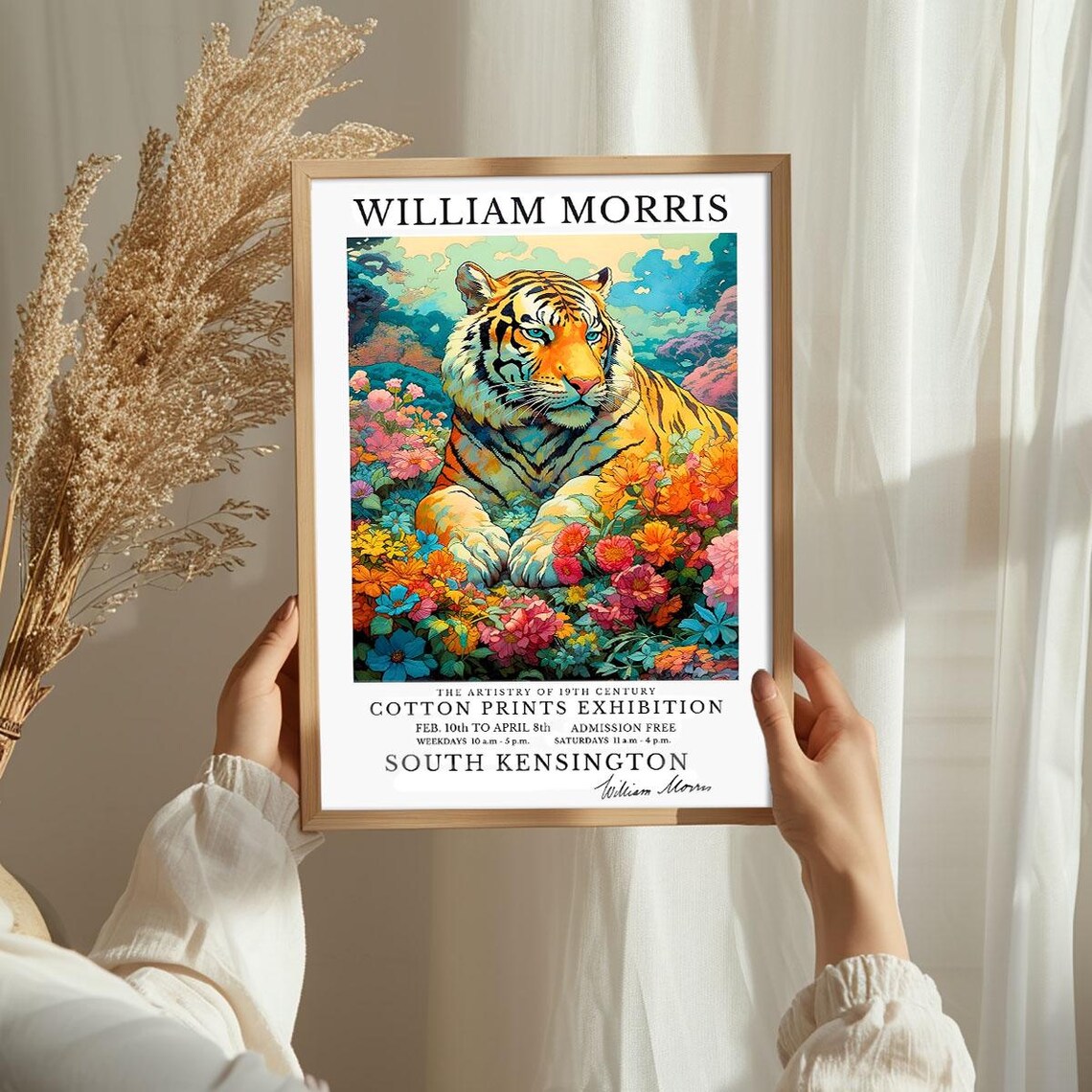 William Morris Tiger Wild Bloom Floral Vintage Exhibition Poster - Image 3