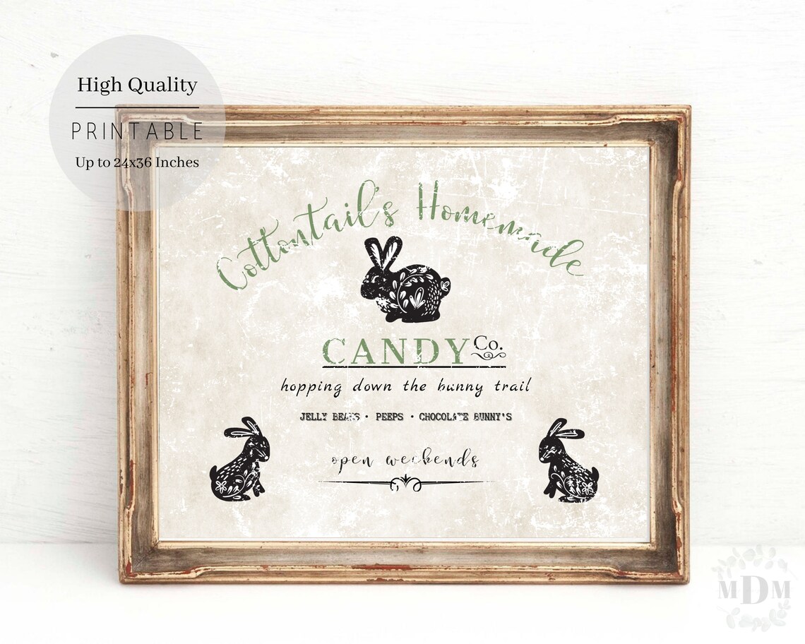 Cottontails Homemade Candy Co Easter Bunny Farmhouse Sign Poster - Image 5
